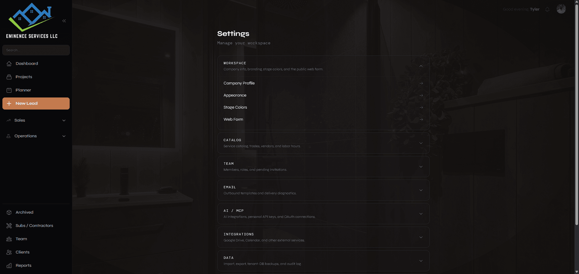 Settings → Appearance with color picker open